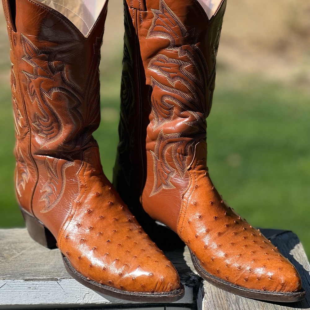 Tony Lama Traid Ostrich Full Quill 10B Fit like a small 10D’s see description.